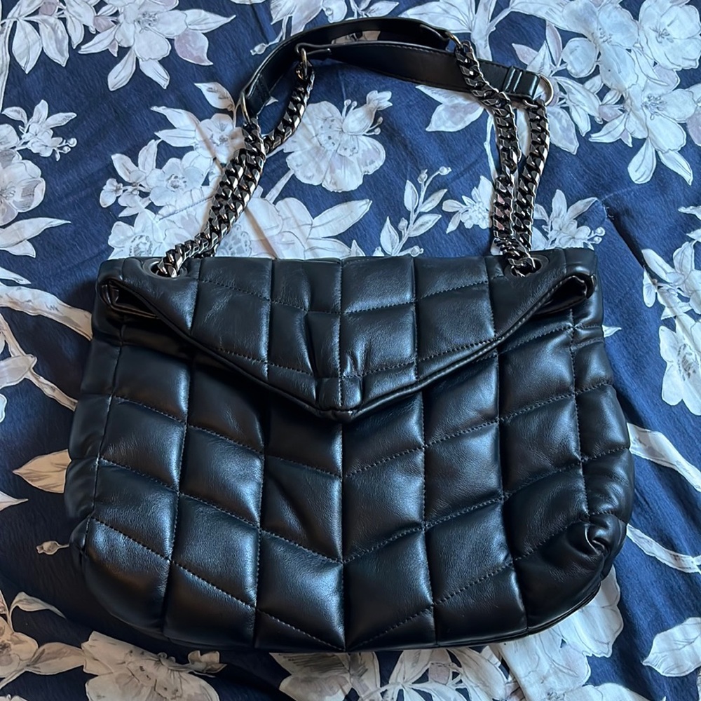 Sondra Roberts Squared quilted black chain shoulder bag